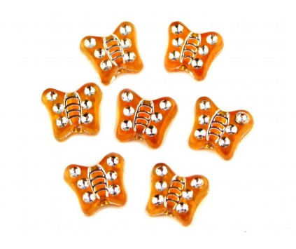 Koraliki motylki akrylowe 9mm pomarańcz 20 sztuk