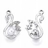 Zawieszka Charms Wisiorek Łabędź z Perłą Perła 24x14mm Srebrny 1szt