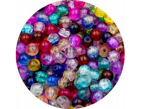 Koraliki Szklane "Spękane" Crackle Kulki Kuleczki 6mm Mix Kolorów 50szt