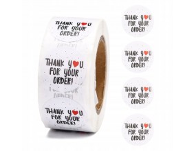 Naklejki Podziękowanie za Zamówienie "THANK YOU FOR YOUR ORDER" 2,5cm 50szt