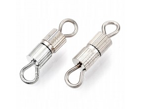 Zapięcie Skręcane Śrubowe do Biżuterii 14mm Mosiądz 7x3mm k. Platynowy 10sz