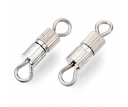 Zapięcie Skręcane Śrubowe do Biżuterii 14mm Mosiądz 7x3mm k. Platynowy 10sz