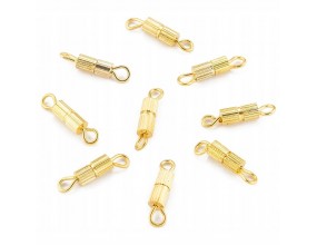 Zapięcie Skręcane Śrubowe do Biżuterii 14mm Mosiądz 7x3mm Złote 10szt