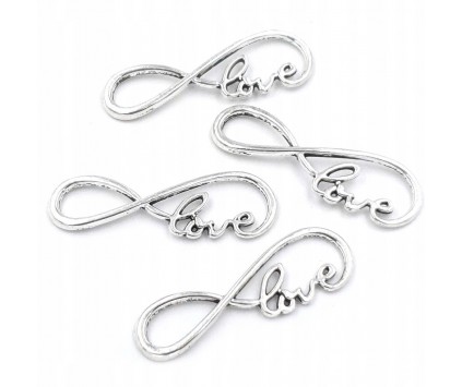 Łącznik Nieskończoność do Bransoletki Naszyjnika Love 36x11mm Srebrny 4szt