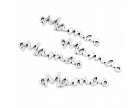 Łącznik Ozdoba do Bransoletki Mama Napis Metal Dzień Matki 4szt