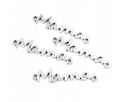 Łącznik Ozdoba do Bransoletki Mama Napis Metal Dzień Matki 4szt