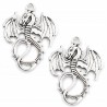 Zawieszka Metalowa Wisiorek Charms Smok Duży Smoki 35x28mm Srebrny 2szt