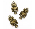Zawieszka Metalowa Wisiorek Charms Sowa Sówki Sowy 18x9mm Brąz 3szt