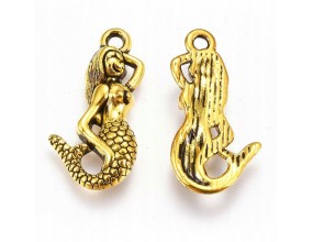 Zawieszka Wisiorek Syrena Syrenka Metal Charms 23x12mm Złota 3szt