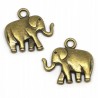Zawieszka Wisiorek Słoń Słonik Słonie Metal Charms Duża 21x18mm Brąz 2szt