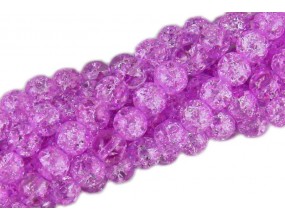 Koraliki szklane CRACKLE 8mm SZNUR 52szt Fiolet jasny