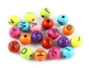 Koraliki LITERKI Alfabet Kulki 8mm Mix Kolor 20szt