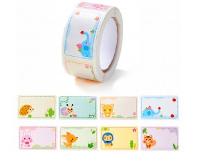 Naklejki do Napisów na Zeszyty Zwierzątka Napisy 8 wzorów Mix 27x57mm 50szt