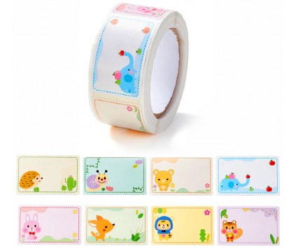 Naklejki do Napisów na Zeszyty Zwierzątka Napisy 8 wzorów Mix 27x57mm 50szt