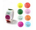 Naklejki Podziękowanie "Thank You" Uśmiech Urodziny 8 wzorów 2,5cm 50szt