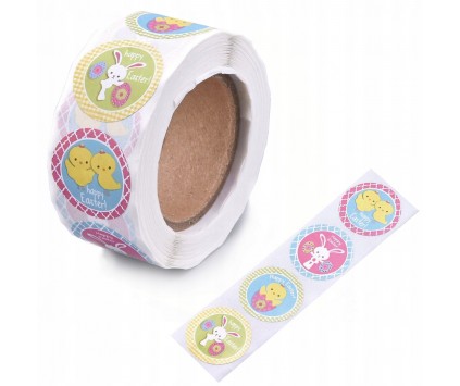 Naklejki Wielkanocne Święta Zając Kurczak Wielkanoc Scrapbooking2,5cm 50szt
