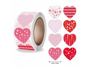 Naklejki Serca Serduszka Scrapbooking Walentynki 8 wzorów 2,5cm 50szt