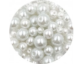 Koraliki perły 4-8mm szklane woskowane mix 200szt białe wesele komunia ślub