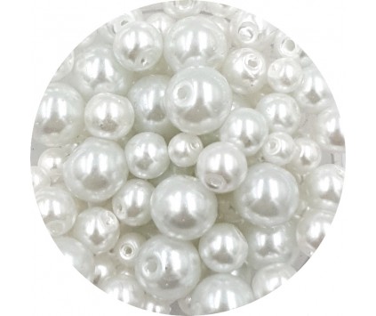 Koraliki perły 4-8mm szklane woskowane mix 200szt białe wesele komunia ślub