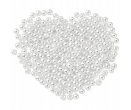 Koraliki Akryl Perły Okrągły Biały 4mm 25g/850szt