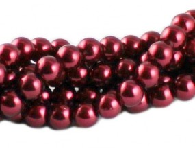 PERŁY SZKLANE PERŁA SZNUR 8mm koraliki 55 szt. bordo