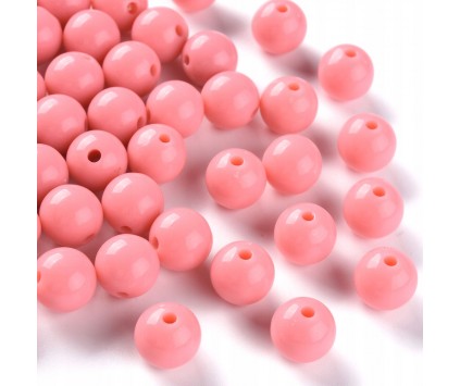 Koraliki Gładkie Klasyczne w Kształcie Kulki 10mm 20szt Akryl Pudrowy Róż