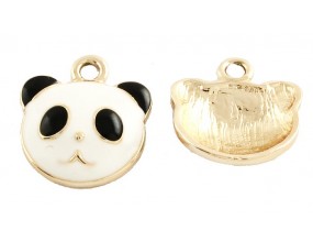 Zawieszka emaliowana PANDA 18x16x4mm złota 1szt