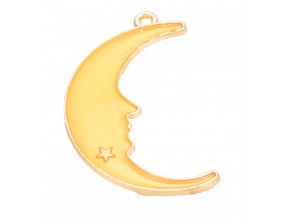 Zawieszka emaliowana KSIĘŻYC 32x20x2mm 1szt żółty