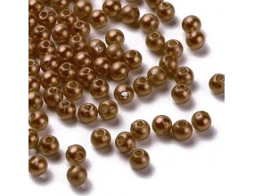 Koraliki Akrylowe Perły 4mm Okrągłe Kuleczki Perełki Brązowe 50szt