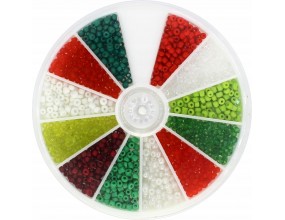 Zestaw Koraliki Drobne SEEDS Szklane 2mm ~2000szt Święta Kolory Świąteczne