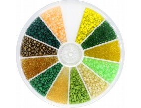 Zestaw Koraliki Drobne SEEDS Szklane 2mm ~2000szt Zielony Żółty Święta