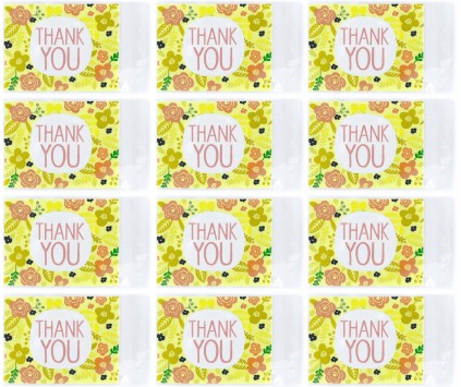 Woreczki Foliowe Celofan z Klejem 13x10 Opakowanie Ozdobne Thank You 12szt
