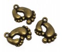 Zawieszka Metalowa Charms Stopy Stópki Stopa 20mm Brąz Antyczny 3szt