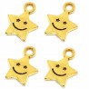 Zawieszka Metalowa Gwiazda Gwiazdka Uśmiech Buźka Charms Złota 11mm 4szt