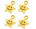 Zawieszka Metalowa Gwiazda Gwiazdka Uśmiech Buźka Charms Złota 11mm 4szt