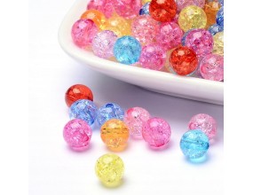 Koraliki Akrylowe Spękane Crackle Kulki do Bransoletek 8mm Mix 50szt