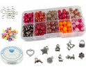KORALIKI SZKLANE 8mm ORGANIZER 220szt ZESTAW CZERWONO-POMARAŃCZOWO-BRĄZOWY