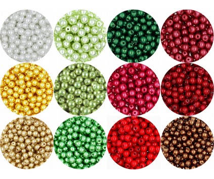 Koraliki Szklane Perły Perełki 6mm Kolory Walentynki12x30 Zestaw 360szt