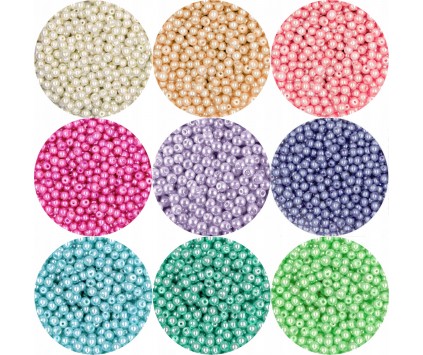 Koraliki Szklane Perły Perełki 4mm Kuleczki Pastelowe 9x50 Zestaw 450szt