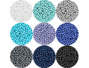 Koraliki Szklane Perły Perełki 4mm Niebieski Biały Szary 9x50 Zestaw 450szt
