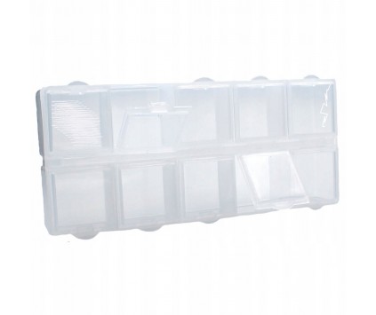 2 GATUNEK ORGANIZER na Koraliki Drobiazgi PUDEŁKO 10 przegródek 13x6cm