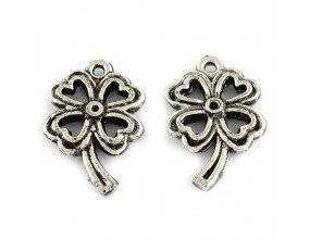 Zawieszka Koniczyna 26x16mm k. srebrny antyk. 4sztuki akryl