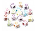 Koraliki litery literki kostki alfabet 6x6mm 20szt mix