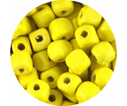 Koraliki Drewniane KOSTKI 8x8mm Żółte 20szt Drewno