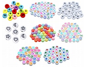 06 Zestaw Koraliki Koralików Znaki Gwiazdki 7mm 8x20szt Komplet 160szt