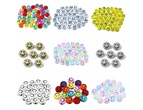 05 Zestaw Koralików Koraliki Emotki Buźki 7mm 9x20szt Komplet 180szt