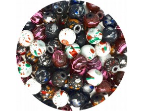Koraliki Szklane Nakrapiane Malowane Kulki Mix 8mm 100szt