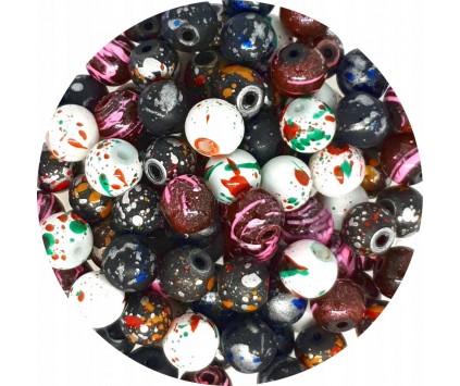 Koraliki Szklane Nakrapiane Malowane Kulki Mix 8mm 100szt
