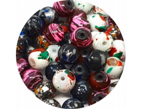 Koraliki Szklane Nakrapiane Malowane Kulki Mix 8mm 50szt