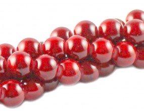 KORALIKI SZKLANE POWLEKANE MARMURKI 8mm sznur 50szt czerwony